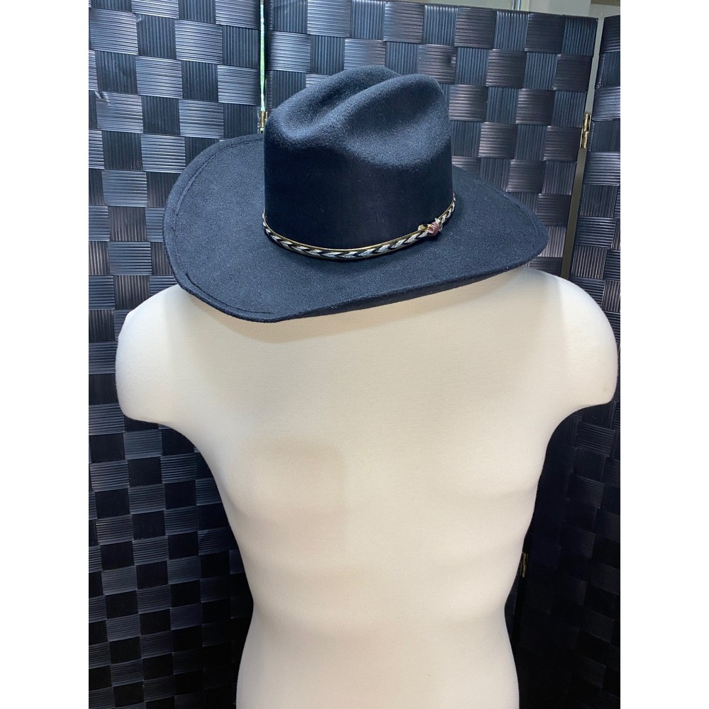 Cody James Cowboy Hat Kids OS Black Braided Metallic Band Western Felt Hat